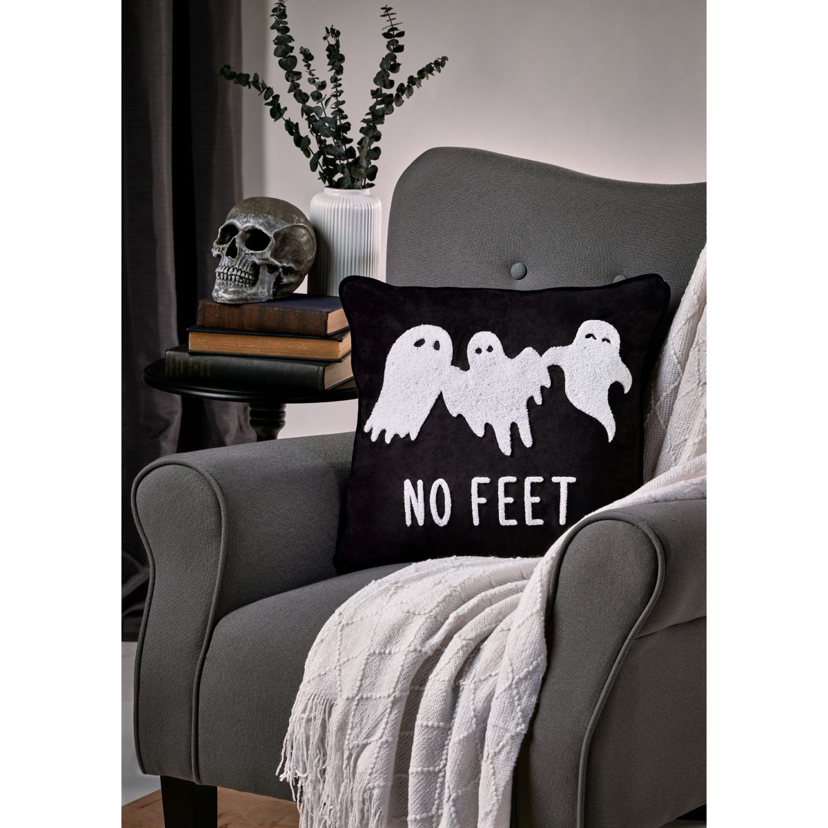 Ghost Print Pillow Cover BLACK AND WHITE
