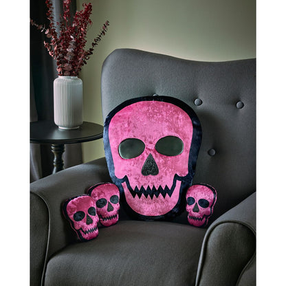 Pink Skull Zip-Up Pillows Set - 4 Pack BLACK AND PINK