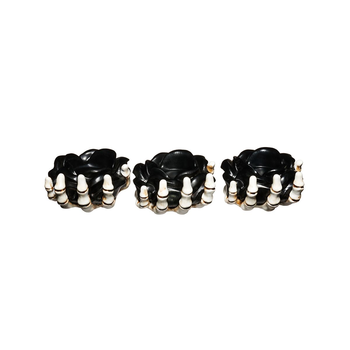 Multi-Pack Skeleton Hands Rose Candle Holder Set - 3 Pack BLACK AND WHITE