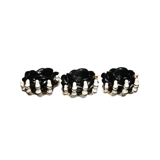 Multi-Pack Skeleton Hands Rose Candle Holder Set - 3 Pack BLACK AND WHITE