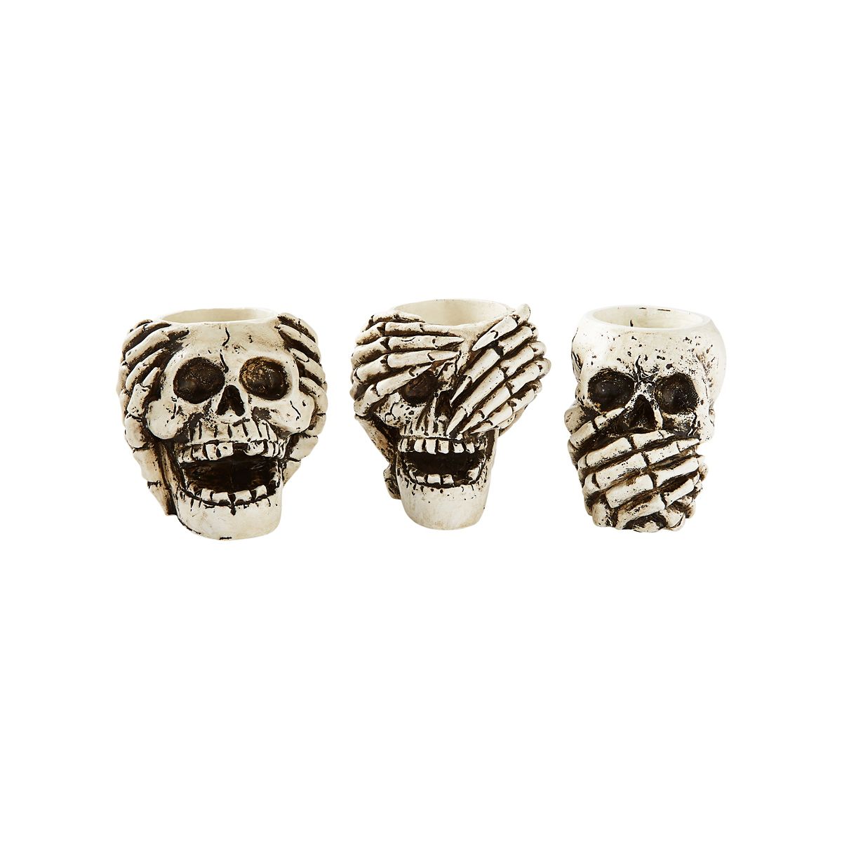 Skull Candle Holders BLACK AND WHITE