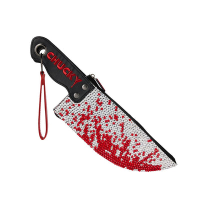 Chucky Bling Knife Wristlet Bag BLACK AND SILVER