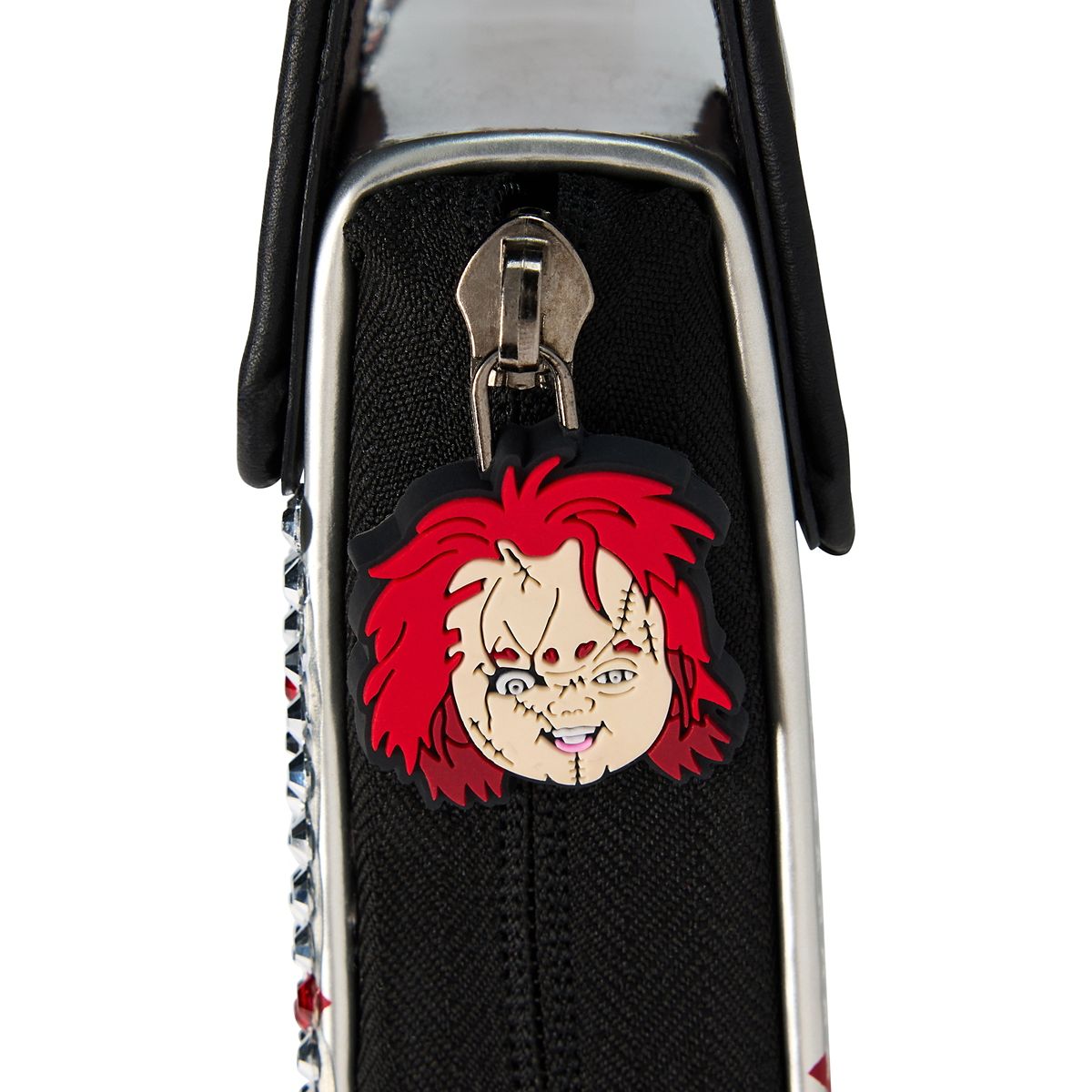 Chucky Bling Knife Wristlet Bag BLACK AND SILVER