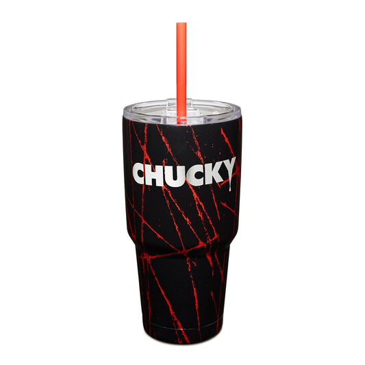 Chucky Wanna Play Cup with Straw - 30 oz. BLACK AND RED