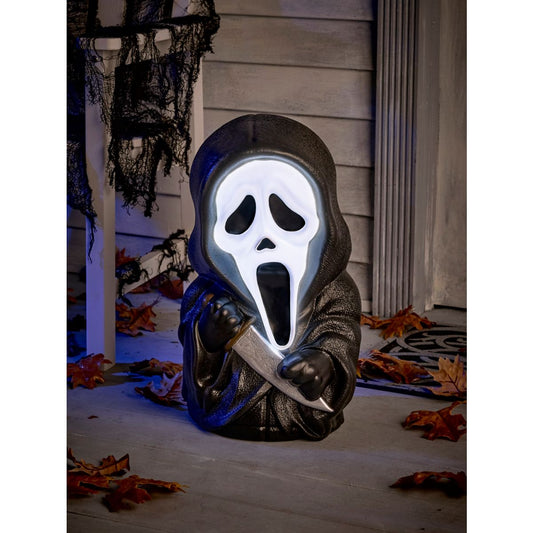Ghost Face Light-Up Porch Buddy BLACK AND WHITE