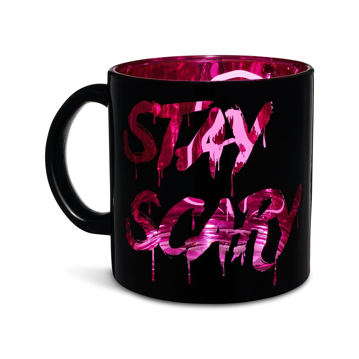 Ghost Face Stay Scary Coffee Mug - 20 oz. BLACK AND PINK