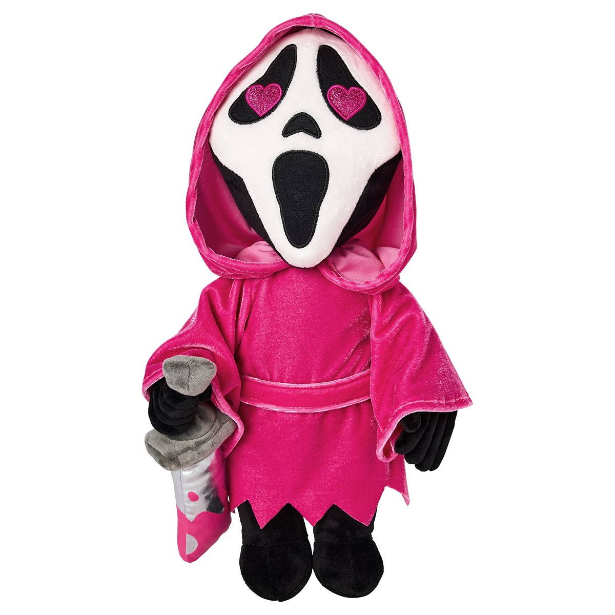 Ghost Face Heart Eyes Plush BLACK AND PINK