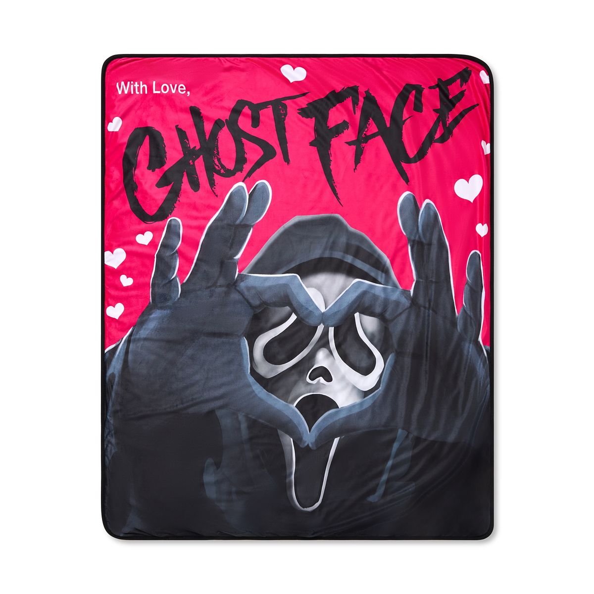 Ghost Face With Love Fleece Blanket BLACK AND PINK