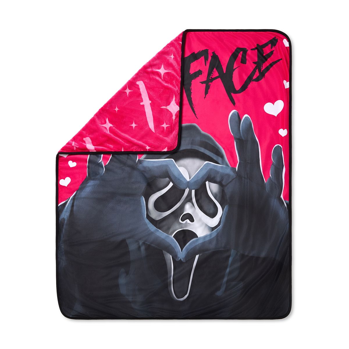 Ghost Face With Love Fleece Blanket BLACK AND PINK