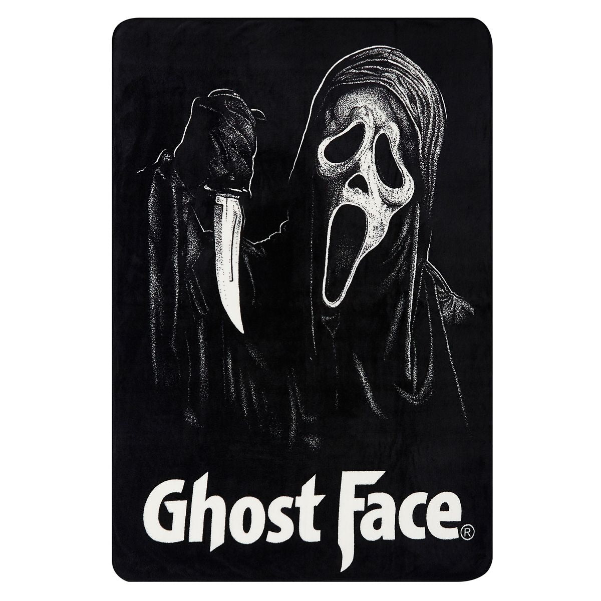 Ghost Face Fleece Blanket BLACK AND WHITE