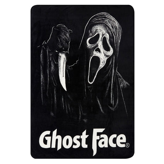 Ghost Face Fleece Blanket BLACK AND WHITE