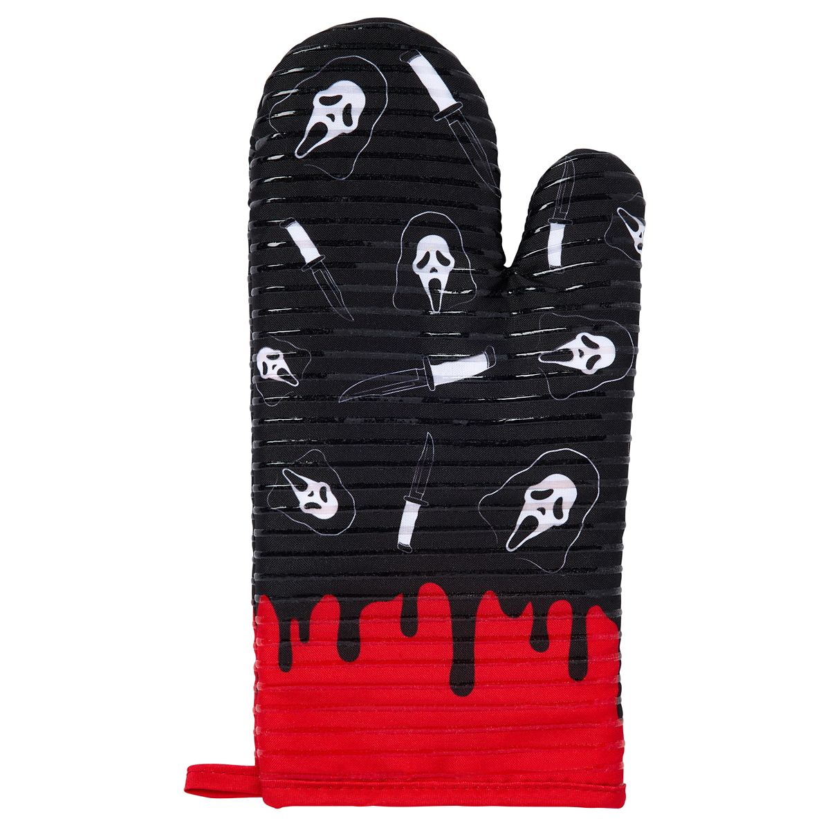 Ghost Face Oven Mitt and Pot Holder Set RED/WHITE/BLACK