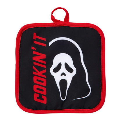 Ghost Face Oven Mitt and Pot Holder Set RED/WHITE/BLACK
