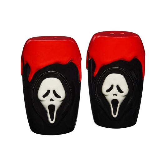 Ghost Face Salt and Pepper Shaker Set RED/WHITE/BLACK