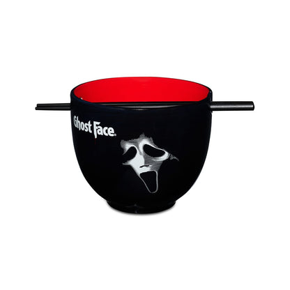 Ghost Face Bowl with Chopsticks - 20 oz. BLACK AND RED