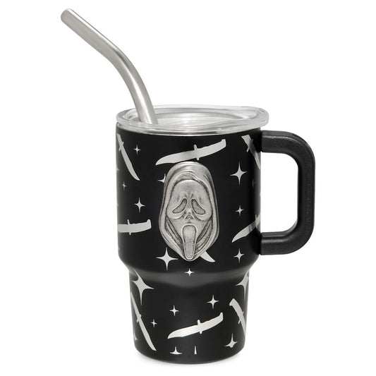 Ghost Face 3D Mini Tumbler with Straw - 3 oz. BLACK AND SILVER