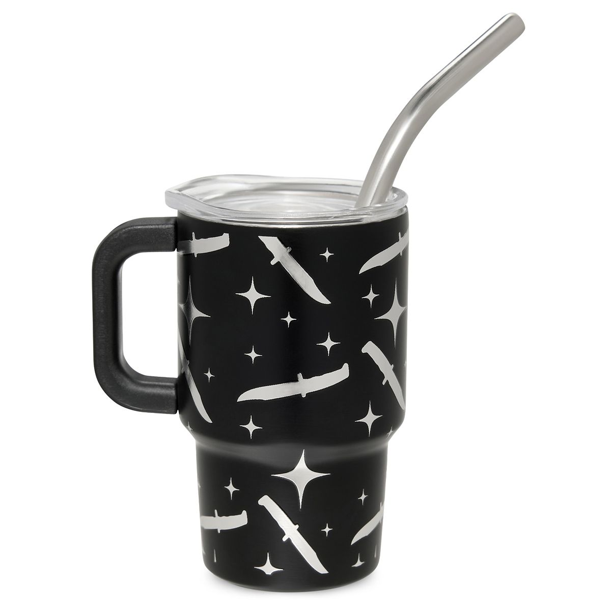 Ghost Face 3D Mini Tumbler with Straw - 3 oz. BLACK AND SILVER