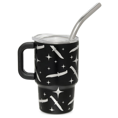 Ghost Face 3D Mini Tumbler with Straw - 3 oz. BLACK AND SILVER