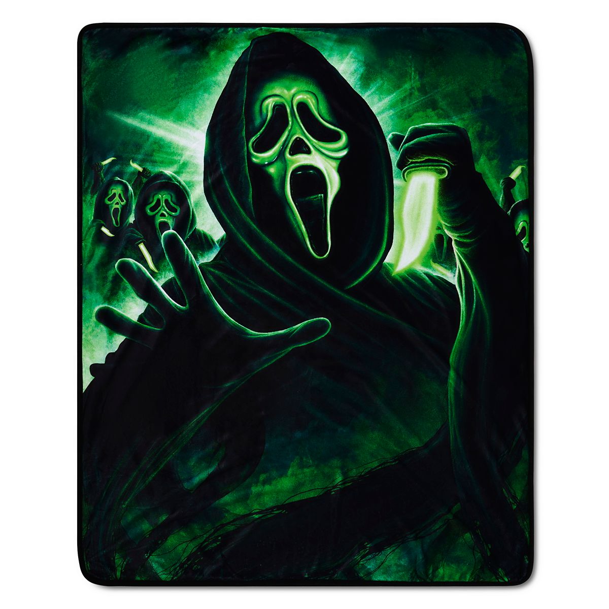 Green Ghost Face Fleece Blanket GREEN