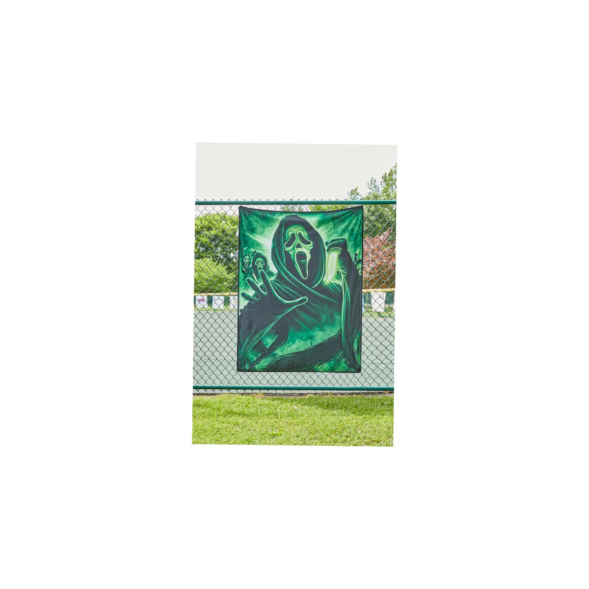 Green Ghost Face Fleece Blanket GREEN