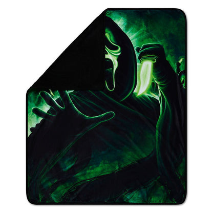 Green Ghost Face Fleece Blanket GREEN