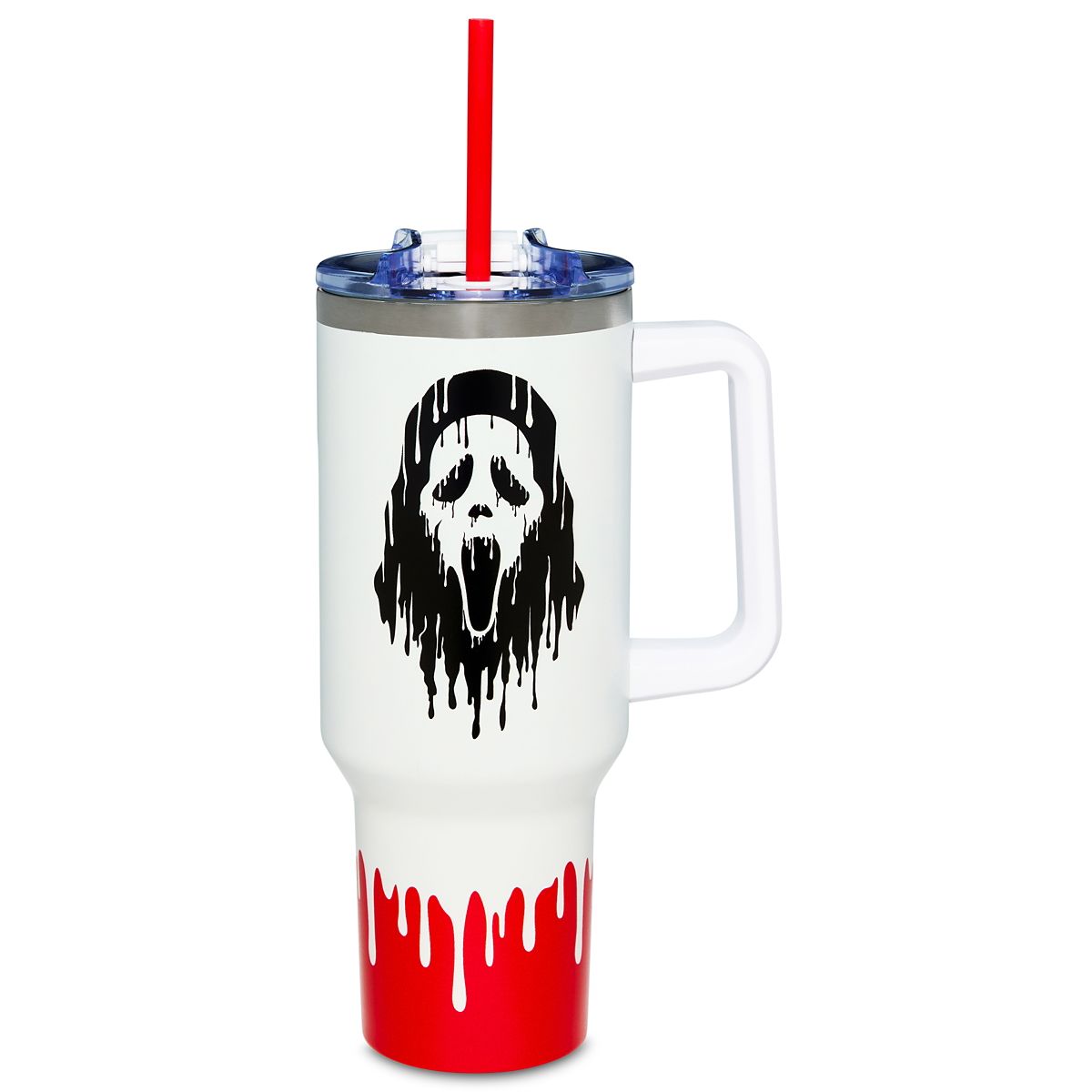 Ghost Face Stay Scary Travel Tumbler with Straw - 40 oz. RED AND WHITE