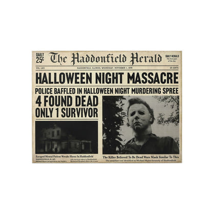 Michael Myers Haddonfield Herald Sign - Halloween BLACK