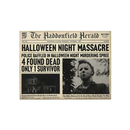 Michael Myers Haddonfield Herald Sign - Halloween BLACK