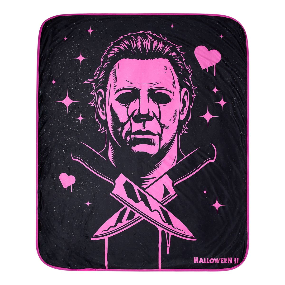 Michael Myers Heart Glasses Fleece Blanket - Halloween PINK