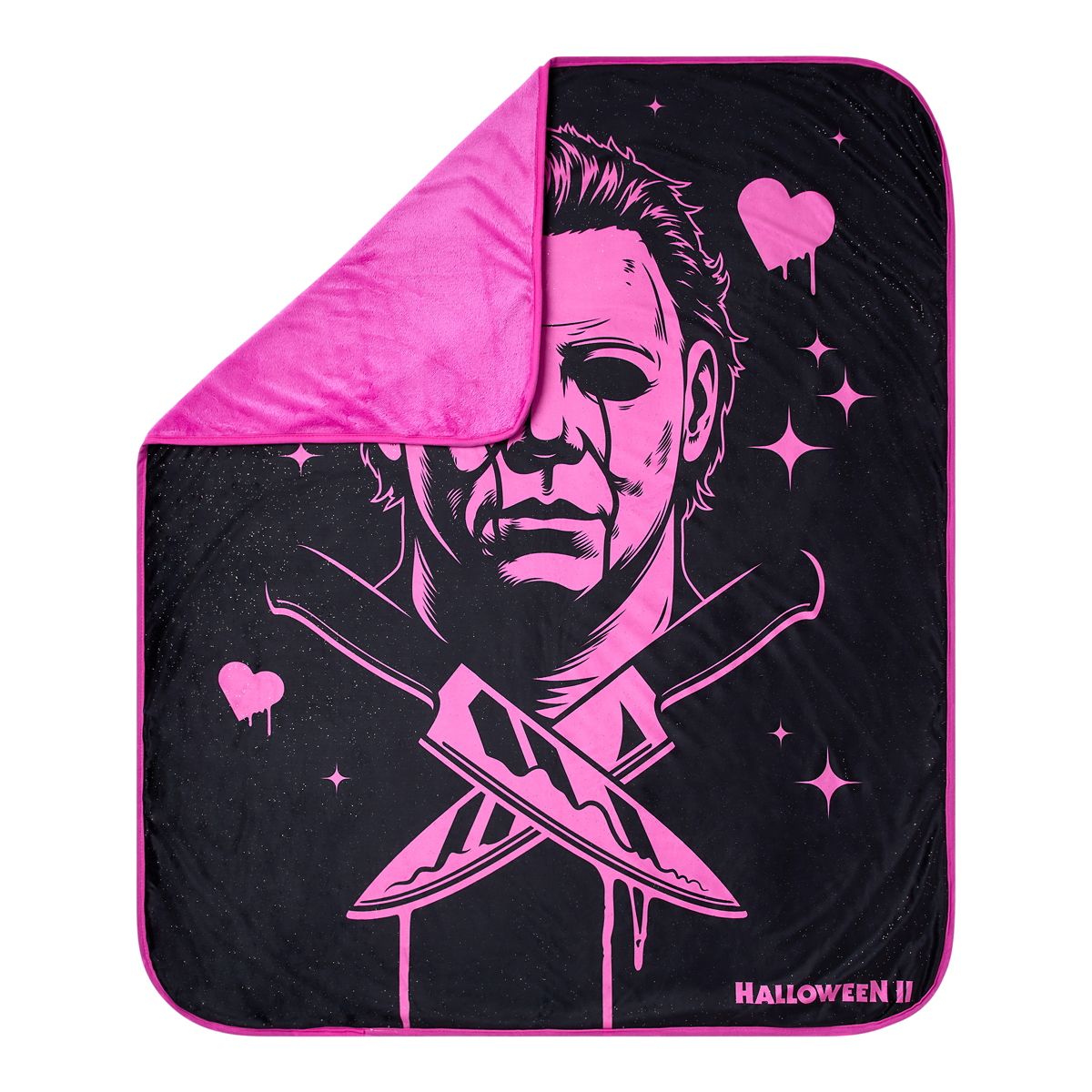 Michael Myers Heart Glasses Fleece Blanket - Halloween PINK