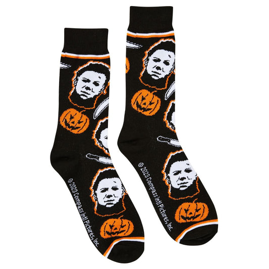 Michael Myers Crew Socks - 2 Pack BLACK AND ORANGE