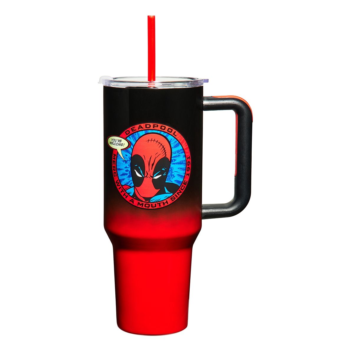 Deadpool Merc with A Mouth Cup with Straw - 40 oz. BLACK AND RED