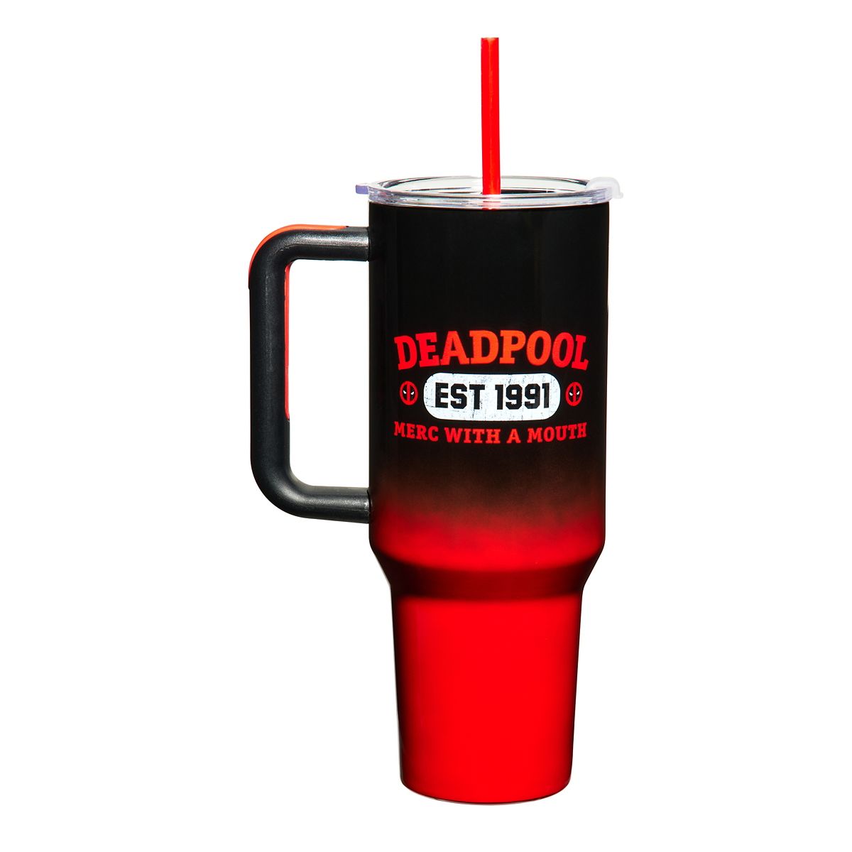 Deadpool Merc with A Mouth Cup with Straw - 40 oz. BLACK AND RED