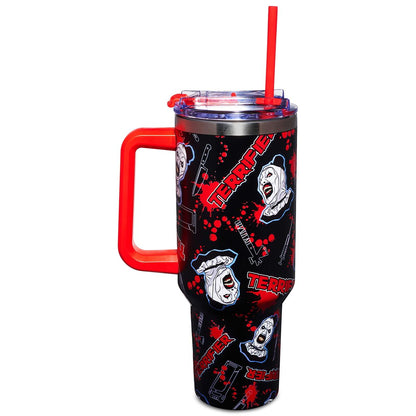 Terrifier Icons Travel Tumbler with Straw - 40 oz. BLACK AND RED