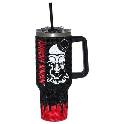 Art the Clown Bling Tumbler with Straw 40 oz. - Terrifier BLACK AND RED