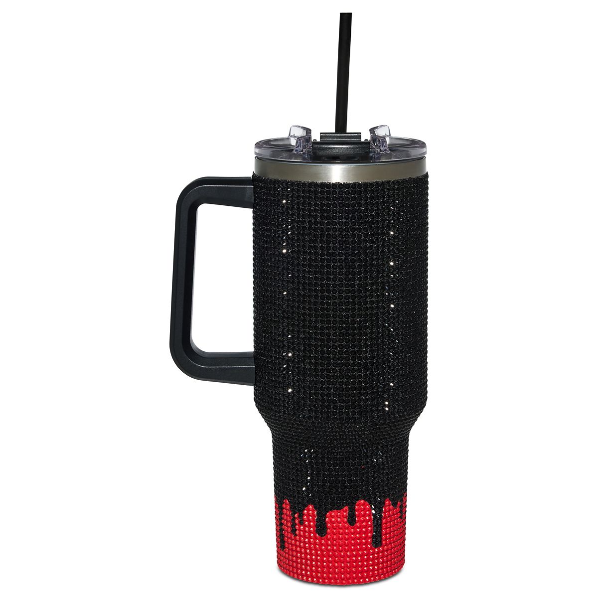 Art the Clown Bling Tumbler with Straw 40 oz. - Terrifier BLACK AND RED