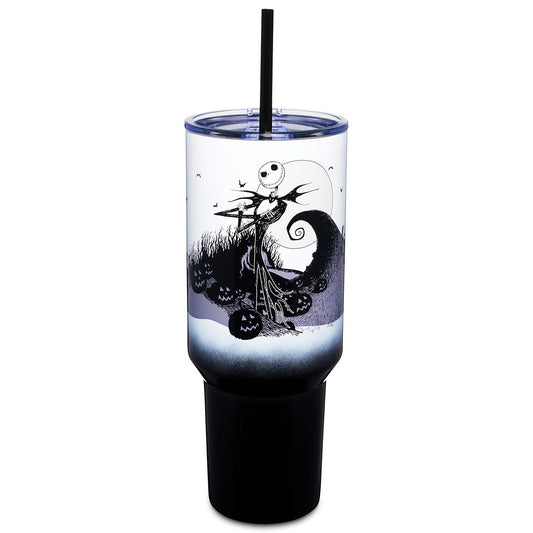 The Nightmare Before Christmas Jack Skellington Travel Tumbler with Straw - 40 oz. BLACK AND WHITE