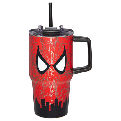 Spider-Man Mask Skyline Travel Tumbler with Straw - 20 oz. MULTI-COLOR