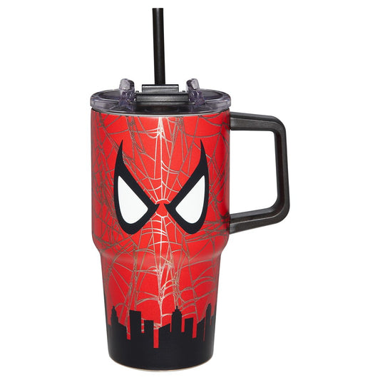Spider-Man Mask Skyline Travel Tumbler with Straw - 20 oz. MULTI-COLOR