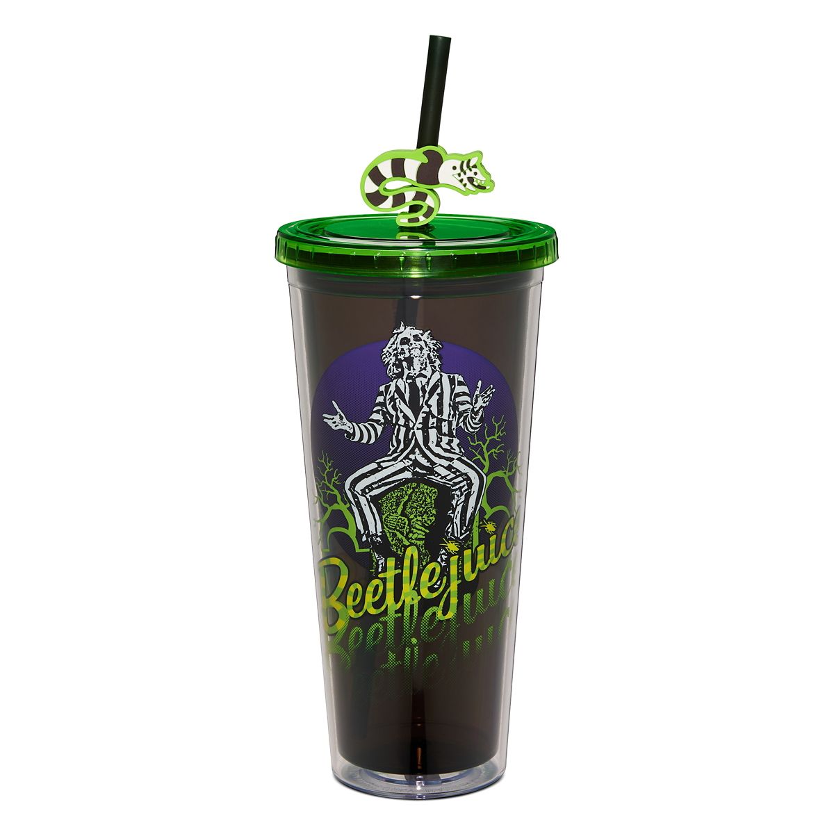 Beetlejuice Cup with Sandworm Straw Topper - 24 oz. GREEN