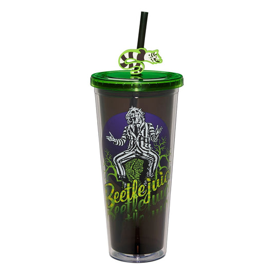 Beetlejuice Cup with Sandworm Straw Topper - 24 oz. GREEN