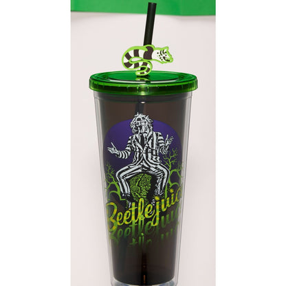 Beetlejuice Cup with Sandworm Straw Topper - 24 oz. GREEN