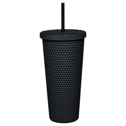 Studded Death Moth Cup with Straw - 20 oz. BLACK AND SILVER
