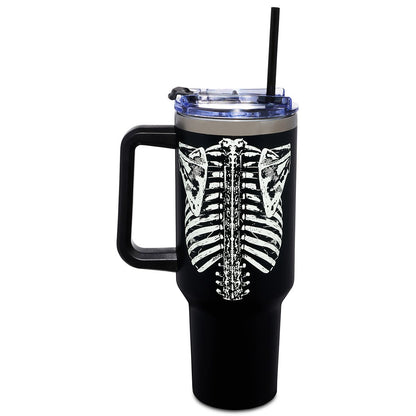Glow in the Dark Rib Cage Travel Tumbler with Straw - 40 oz. GLOW IN THE DARK