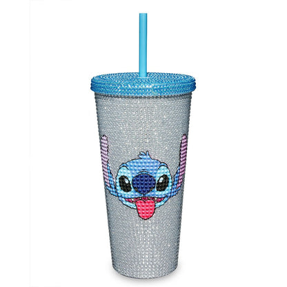 Rhinestone Stitch Cup with Straw 20 oz. - Lilo & Stitch SILVER