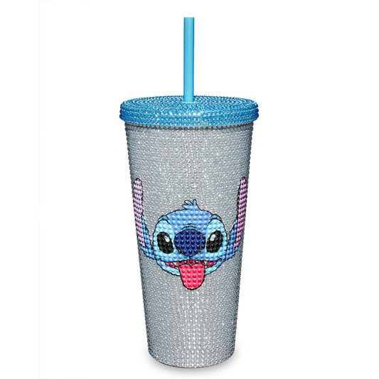 Rhinestone Stitch Cup with Straw 20 oz. - Lilo & Stitch SILVER