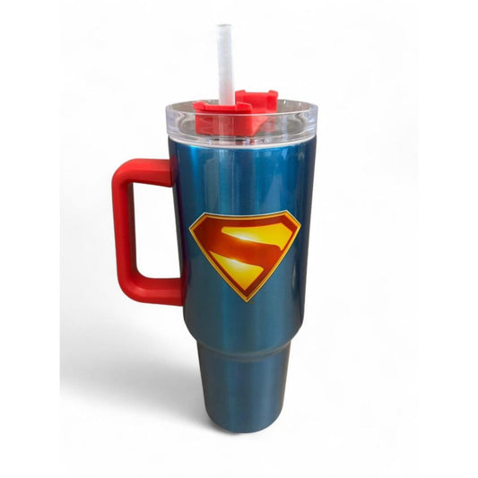 Superman 2025 Logo Travel Tumbler with Straw - 40 oz. RED / BLUE