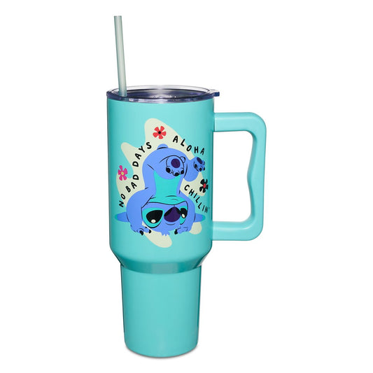 Aloha Stitch Travel Tumbler with Straw 40 oz. - Lilo & Stitch BLUE