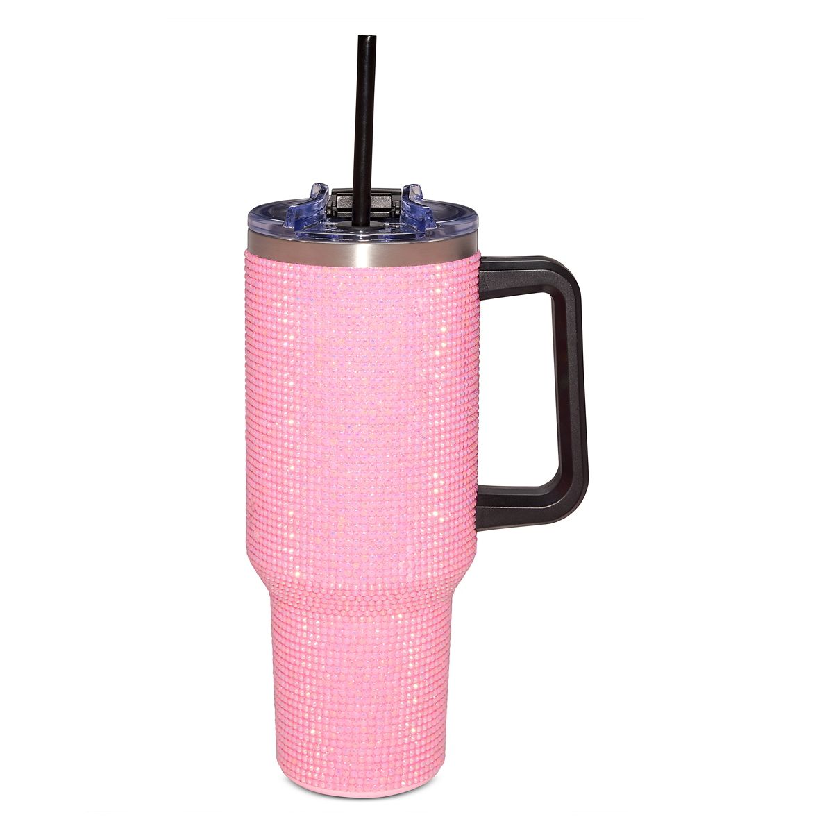 Pink Rhinestone Travel Tumbler with Straw - 40 oz. PINK