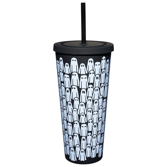 Ghost Cup with Straw - 20 oz. BLACK AND WHITE